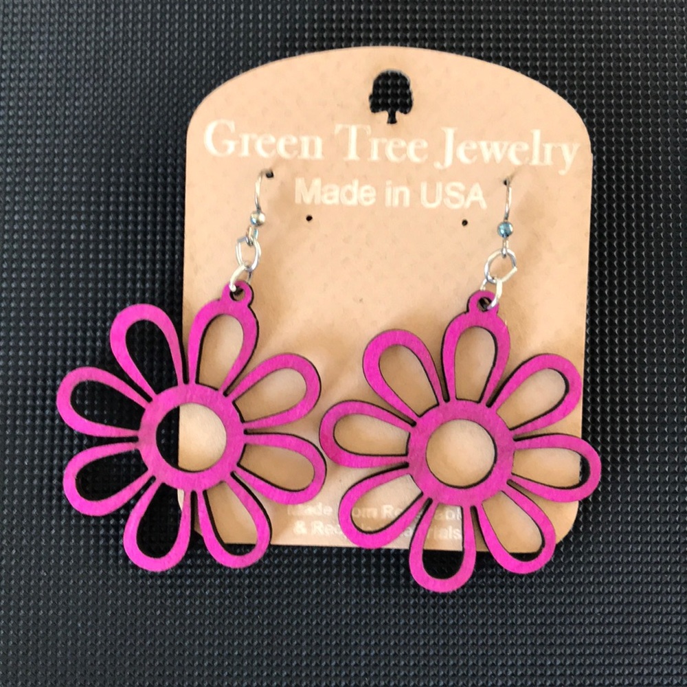 Green Tree Jewelry earrings Daisy Pink